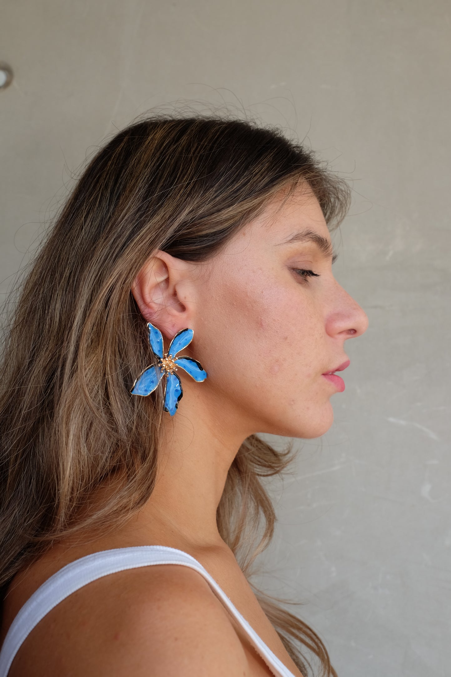 Big Flower Earrings in Blue